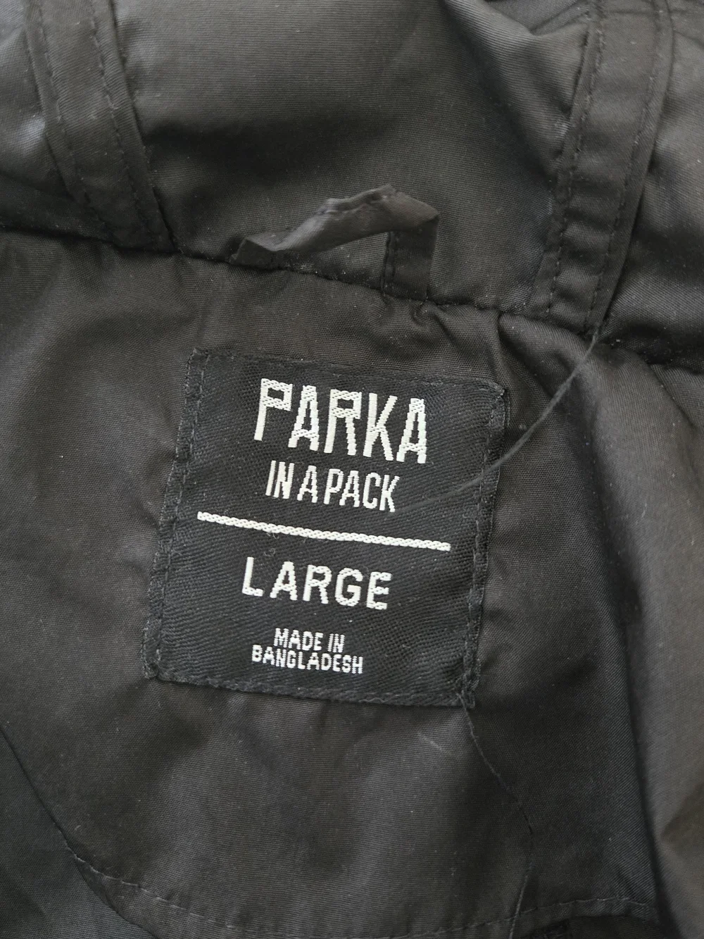 Solid Black Lightweight Hooded Rain Anorak Utility Jacket Zip Close-Size L